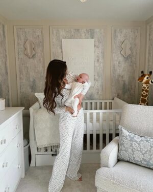 Kendall Rae-Knight Instagram - His dreamy nursery ☁️🏹🧴🫧🤍 

Better late than never, his gorgeous little nursery so many of you wanted to see.. it’s definitely my favourite room in the house. All I wanted was it to feel calm and peaceful, it’s perfect.

Nursing chair -  @obabyuk sorced by @millieandralph *prproduct
Canvas - @milk_creative_ 
Changing mat & cot- @beautiful_bambino