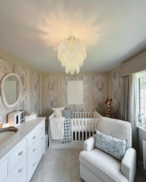 Kendall Rae-Knight Instagram - His dreamy nursery ☁️🏹🧴🫧🤍 

Better late than never, his gorgeous little nursery so many of you wanted to see.. it’s definitely my favourite room in the house. All I wanted was it to feel calm and peaceful, it’s perfect.

Nursing chair -  @obabyuk sorced by @millieandralph *prproduct
Canvas - @milk_creative_ 
Changing mat & cot- @beautiful_bambino