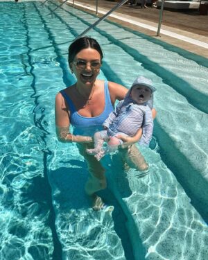 Kendall Rae-Knight Instagram - Cooper’s first pool day! 💦👶🏼🐳🫶🏼🩵 Sometimes I have to pinch myself that this is my life with my perfect boys, I’m so lucky!