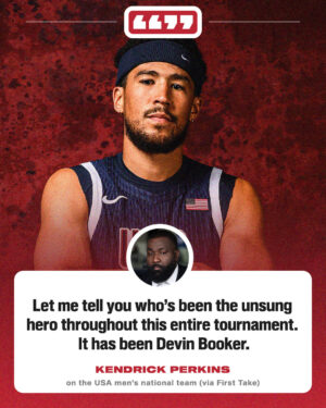 Kendrick Perkins Instagram - @kendrickperkins says Book's been a key piece to Team USA's campaign for the gold🥇