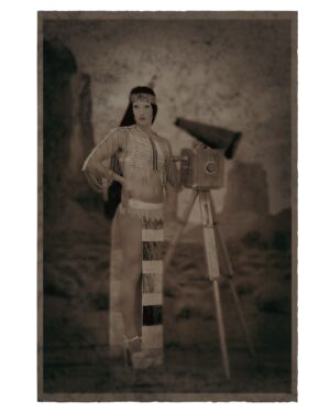 Kent Monkman Instagram - The Emergence of a Legend
Kent Monkman in collaboration with photographer Christopher Chapman @ccphotophoto & makeup artist Jackie Shawn @jackieshawn 
Series of five photographs (chromogenic prints on metallic paper)
Photo size: 4.5” x 6.5”
2006

Image 1: Miss Chief as Performer, Catlin’s Sharp Shooter
Image 2: Miss Chief as Vaudeville Performer
Image 3: Miss Chief as Cindy Silverscreen
Image 4: Miss Chief as Movie Director
Image 5: Miss Chief as the Trapper’s Bride