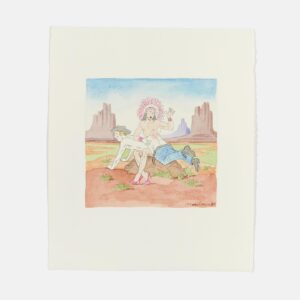 Kent Monkman Instagram - How the West Was Won
Copper plate etching with Watercolour on Acid-Free Paper
Paper Size: 11” x 9.25”
Plate Size: 6” x 6”
Edition of 30
2024