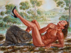 Kent Monkman Instagram - Study for amiskiss
Acrylic on panel
9” x 12”
2024