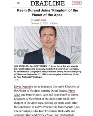 Kevin Durand Instagram - This is going to be so much fun🙏👊💪🙊 #kingdomoftheplanetoftheapes #planetoftheapes