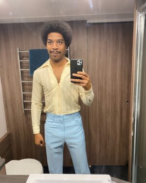 Kid Cudi Instagram - BTS of my transformation into Jackson Hole.  The first pic is my fro before trimming.  It fucked me up because Ive never had this much hair on my head in my life haha could never get past the "rough" middle stage 🤣 I can live out my hair dreams in movies tho!  #X #Pearl #Maxxxine @a24 @madsolar