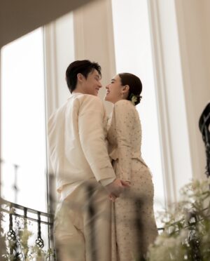 Kimberly Ann Voltemas Instagram - Last year on this day we celebrated our new home and had our Thai Lana engagement ceremony here, Words cannot describe how happy and grateful I am everyday to be your wife and to live the life we always dreamt of together..น้องฮักปี้ขนาดเน่อเจ้า🤍🏡 26.08.2024 @mark_prin  ปล Singleแรกที่ออกเป็นเพลงเหนือนะรู้ยัง?