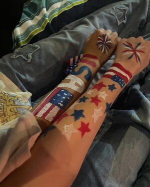 Kingston Foster Instagram - hot summer nights, mid july 💌
.
.
.
#fourthofjuly #july #summer #lanadelray #fireworks #independenceday #redwhiteandblue #❤️🤍💙 #friends #paint #sunny #friendship #❤️ #grateful