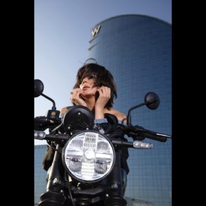 Kirti Kulhari Instagram - Exploring the #biker in me with @royalenfield 
Newest #grr #Guerilla450
Have you tasted it yet ??!! 

#barcelona ❤️

Styled by: @sandeepravi89
Outfit by: @maisontai
Assisted by: @anu_rajgo and style__widme 
Hmu : @iamkirtikulhari