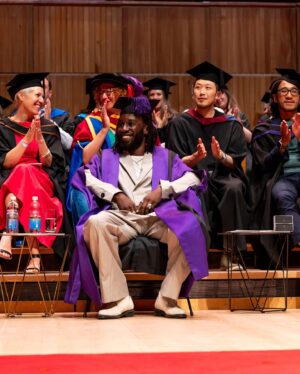 Kojey Radical Instagram - There is a handful of moments in my life that genuinely feel surreal, this has to be in the top 5 easily. I attended London college of fashion and graduated 10 years ago to this day.  Gave my diploma to my mum and walked blindly into the world hoping to actually make something of myself. Fast forward a decade and I have been given an honorary degree from the University of the Arts London for my achievements in the creative industry. Thank you to everyone involved. To @lcflondon_ and @unioftheartslondon for the honour and to all the students that graduated that will inspire me for another 10 years to come.
Forever is a long time. If you want to pursue your passion forever, any problems in the now are only momentary. The world is yours.