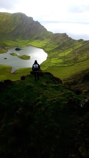 Kraig Adams Instagram - All alone exploring the volcano on Corvo Island in the Azores of Portugal in the Atlantic. Took a 7 minute flight to the island and paid a taxi to drive me as high as the road went. Walked around the rim for a while all alone and eventually hiked back down to town in the rain. Full video coming on YouTube.