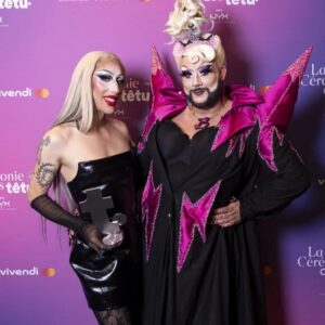 La Big Bertha Instagram - 🏆 La cérémonie des têtu @tetumag with our favorite  host @labigbertha.paris ❤️wearing full custom look @romaintheveninparis ❤️⚡️
Can’t wait for show you more of our collaboration !!
.
Wig by @missmanlyb 💕
.
#labigbertha #cetemoniedestetu #romainthevenin #tetu #award #paloma #labigbertha #nickydoll #gay #queer #dragrace #bowie