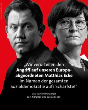 Lars Klingbeil Instagram - Angriffe auf Wahlkämpfende sind Angriffe auf unsere Demokratie. Wir lassen uns nicht einschüchtern und kämpfen weiter, um sie zu verteidigen! ✊❤️🇪🇺