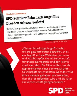 Lars Klingbeil Instagram - Angriffe auf Wahlkämpfende sind Angriffe auf unsere Demokratie. Wir lassen uns nicht einschüchtern und kämpfen weiter, um sie zu verteidigen! ✊❤️🇪🇺