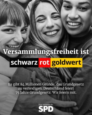 Lars Klingbeil Instagram - Menschenwürde. 
Freie Entfaltung. 
Gleichberechtigung. 
Religionsfreiheit. 
Meinungsfreiheit. 
Pressefreiheit. 
Ehe und Familie. 
Bildung. 
Versammlungsfreiheit. 
Vereinigungsfreiheit. 
Briefgeheimnis. 
Freizügigkeit. 
Berufsfreiheit. 
Privatsphäre. 
Recht auf Eigentum. 
Gemeinwohl. 
Staatsangehörigkeit. 
Asylrecht. 
Petitionsrecht. 
Demokratie. 
Grundrechtsschutz. 
 
Unser Grundgesetz wird heute 75 Jahre alt. Wir feiern mit. Und feiern die in unserer Verfassung festgeschriebenen Grundrechte, die das Zusammenleben in unserem Land erst möglich machen. Was verbindest du mit dem Grundgesetz und was ist für dich persönlich schwarz-rot-goldwert? Erzähl es uns in den Kommentaren und teile gerne die Kacheln auf deinen Kanälen. Den Link zum Runterladen gibt’s in unserer Bio und in der Story.

#75JahreGG #Grundgesetz