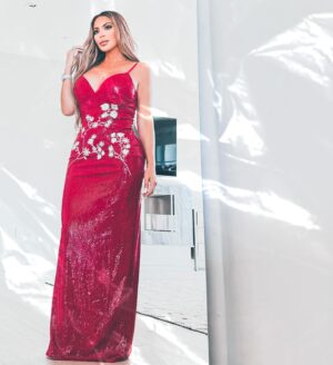 Larsa Pippen Instagram - Dress to thrill, live to tease.  Dress:  @FashionNova Isabella Sequin Maxi Dress