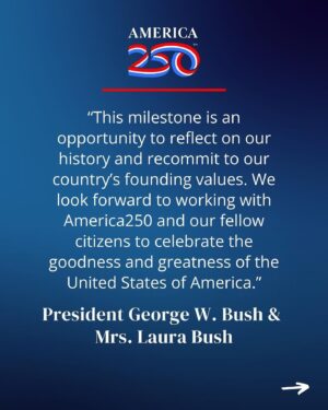 Laura Bush Instagram - Repost @250america

We are excited to announce President @georgewbush and Mrs. @laurawbush, President @barackobama, and Mrs. @michelleobama will serve as America250 National Co-Chairs  supporting efforts to celebrate and commemorate this historic milestone.

As Presidents and First Ladies of the United States, their stories are foundational to the American story, and their participation in this initiative shows a continued dedication to service and commitment to their country. 

Swipe to read what they have to say about this partnership. Click the link in our bio to read more.

#america250 #americanpresident #semiquincentennial