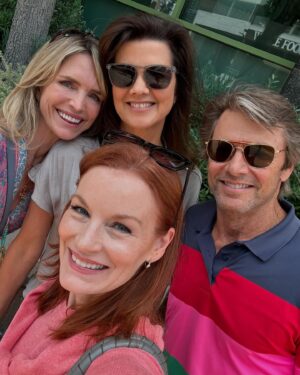 Laura Leighton Instagram - New episode of @stilltheplace is out! 🤩 Grant Show came to chat, and it was SO fun hanging out with this bunch!  Listen to this week’s new podcast episode with our first guest @grant_show at the link in bio. 

#melroseplace #stilltheplace #podcast #castmates