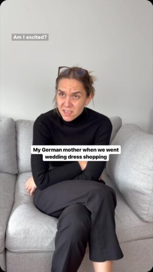 Laura Ramoso Instagram - Ach 🇩🇪☁️ See me on tour? 🇺🇸🇨🇦
.
.
.
.
.
#german #germanmom #germany #germany🇩🇪 #germanmother #deustchland #deutsch #mymother #meinemutter #mutti #germans #wedding #weddingdress #weddingdresses #weddingdressshopping #bridal #bridalstyle #motherofthebride #dressshopping #whitedress #parentmemes #bridalstore #relatable #discover #pov #satire #midtwenties #eltern #deutschland🇩🇪