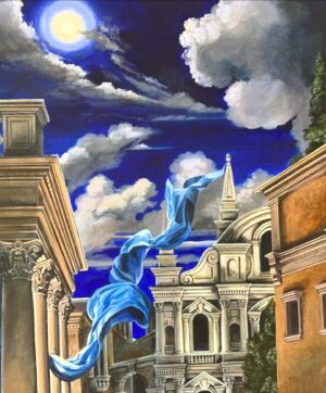 Laurence Llewelyn-Bowen Instagram - My latest painting……A pair of elderly lions having fun under the full moon in Venice, Gin may have been involved #venice #venicecanals @uniworldcruises @insidevenice
