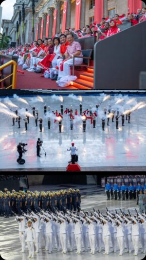 Lee Hsien Loong Instagram - The National Day Parade is always a memorable occasion but yesterday’s had many firsts — with President @tharman.sg and PM @lawrencewongst attending in their respective roles, and my first as Senior Minister 😄.
 
“Together, As One United People” was the theme of #NDP2024. Singapore is a strong nation. We have made much progress over the past decades, but there are bound to be challenges in the road ahead. Our people are our collective strength as we create a shared future. 

I hope everyone will continue to look out for one another, care for the vulnerable and needy, and uplift our society with our kampung spirit. We are not alone. Let’s stay united; the more we’re together, the further we’ll go. 🇸🇬 – LHL

(PMO Video by Koh Yong Sheng / Photos by me)