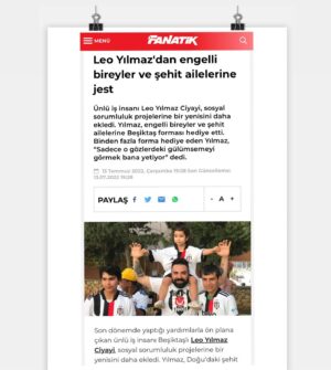Leo Yılmaz Instagram - Turkiyenin en büyük spor gazetesine teşekkürler 🙏 - Thank you to the biggest sports newspaper in Turkey 🤛 #fanatik #besiktas #sosyalproje #leoyilmaz