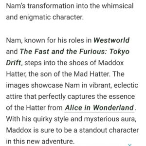 Leonardo Nam Instagram - Here’s a first look at the new 🎩 Maddox Hatter! 🎩Grateful to be in the @disneydescendants universe taking on the iconic Mad Hatter character and taking it to the next level! 🎩 watch it with your kids and get ready for a time altering ride.  I can’t wait for you all to meet @kyliecantrall as Red. Out July 12th on @disneyplus #maddoxhatter #descendantstheriseofred