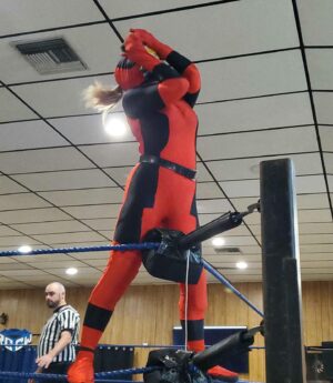 Leva Bates Instagram - I might have made this a little weird with this duo! Tonight lil Wolvie & I wrestled for @rccwlax & caused a little excitement & chaos 

#Deadpool #Wolverine #DeadpoolandWolverine