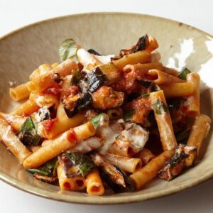Lidia Bastianich Instagram - This is a delicious Sicilian pasta dish, found on just about every restaurant menu there. In Sicily they fry the eggplant cubes before they add them to the pasta, but here I instruct you to bake the eggplant—it is just as good, but with much less fat. Buon Appetito!
#LidiasRecipes #LidiasItaly #LidiasKitchen  #LidiaBastianich #ItalianFood #FromLidiasTableToYours #lidiassoundtrack @centofinefoods  Link to recipe in my bio.