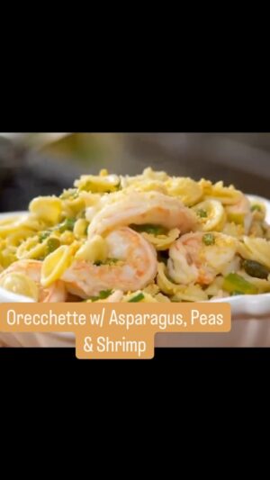 Lidia Bastianich Instagram - Here’s one of my favorite summer pasta recipes - Orecchiette with Asparagus, Peas and Shrimp. If you can get fresh peas you can substitute them for the frozen, but cook them 3 or 4 minutes more. Adding the shrimp makes this a heartier (but still light and elegant) pasta entrée.  Link to recipe and full video in my profile. Buon Appetito! #TuttiaTavolaaMangiare #LidiasRecipes #LidiasItaly #LidiasKitchen  #LidiaBastianich #ItalianFood