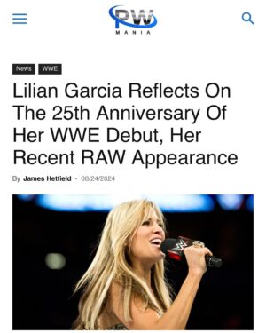 Lilián García Instagram - Thank you doesn’t even begin to cut it. 🙌🏼

Total appreciation to these outlets and reporters for their incredible coverage of my 25th anniversary of @wwe debut last Friday. Your kind words and respect means the world! 🌎❤️

🙏🏼
@pwinsider
@mikepwinsider
@sportsillustrated
@evantmack
@tvinsider
@smfishman1
@fightfulonline
@wrestlezonecom
@411mania 
@thatgirlcandace16
@bustedopenonsiriusxm
@davelagreca1
@tencountmedia 
@stevefallshow 
_denisesalcedo
Jim Varsallone

Thank you @the_meltz for coordinating all of this and encouraging me to even do this 15 day countdown. Your guidance was invaluable!

Thank you @_waylon.myers_ for all your help in gathering the yearly footage. And thank you to my amazing @chasingglory editor @thebasquiatpicasso - Ricky Griffith for your last minute help with this project. 😉

It’s take a village to be successful and I am so grateful to have so many incredible people be a part of my village. 🙏🏼🫶🏼

Know that you, the fans, my friends, and God have healed and re-ignited something inside of me again where I know that the best is yet to come!! 🤗🥰
.
.
#press #comeback