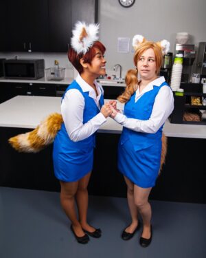 Lindsay Jones Instagram - Back from the dead to say - This Aggretsuko cosplay shoot happened over a year ago. Finally, it gets shared! I love casting based on the personalities of people I know, so:

Retsuko - @dearbassy 

Fenneko - @margaretominey 

Haida - Me

 📸 - @jonrisinger 

Editing - @jarrenmartinez_ 

Send them all some love! Thank you so much to everyone who made this possible. Posting more from the shoot soon 🐱