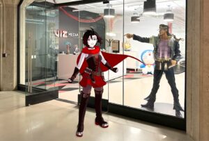 Lindsay Jones Instagram - Our newest employee made her way to the VIZ office! Welcome Ruby Rose! 🌹 We’re so excited for what’s to come! #RWBYxVIZ