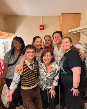 Lindsay Mendez Instagram - We’re here.
Our closing performance of @merrilyonbway. It feels like this journey has been part of my life forever…maybe because this story and the people in it have made such a deep mark on my heart.
The gratitude for this experience is deeper than I can convey, and has changed mine, and my family’s life forever.
Some thank you’s…
To my cast mates and soul mates. I love you so deeply and this has truly been the artistic pinnacle of my career being onstage with all of you nightly.
To my dresser @dstylist517 …you are such a true and amazing friend and I absolutely couldn’t have done any of this without you. Thank you for loving me, my husband and my daughter to fully. And for carrying me thru this run on your incredibly strong shoulders!
To our nanny @cndoak ..we love you so much. As a working mom, while you can sometimes find help, you cannot always fine people who love your children as you do. Caitlin, you love Lucy to the fullest and I will never be able to repay how amazing you have been and how much peace you have given me these past two years. Thank you a million times.
To my incredible assistant @maddielaferr …you’ve kept my head on straight for 2 years and I would be literally lost without you. Thank you for ALL of your help and support, always. 
This last show is dedicated to my children. Lucy, and this new baby…I couldn’t be more thrilled that Sondheim is the soundtrack of your young lives…and that I’ve raised you both to be “born in a trunk.” Show people is what we are. And these folks surrounding you are the most magical, passionate, caring humans.  I can only sum this all up by saying…”we had a good thing going…going…gone.”
