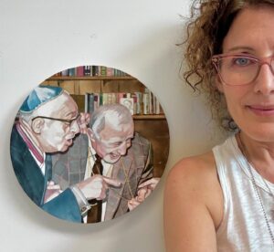 Lisa Edelstein Instagram - ❤️❤️❤️
“Laughing Jews” 
2024
12” diameter
watercolor on canvas