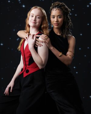 Liv Hewson Instagram - #GLAADAwards🌈 #LivHewson and #JasminSavoyBrown pose for pics at TheWrap’s Portrait Studio at @GLAAD 

📸: @JeffVespa 

#YellowJackets #LivHewson #JasminSavoyBrown