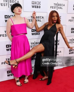 London Hughes Instagram - I’m in a film, with these great comics, and I got to go to its world premiere in New York, with my mum. You know normal stuff!

Group Therapy is a hilariously beautiful film, thank you @therealhartbeat for giving me the opportunity to tell my story.

I can’t wait for you all to see it! 🙈✨

Dress: @aliceandolivia 
MUA: @n.colebueno 
Shoes: @givenchy 
📸. @gettyimages