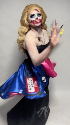 Loris Instagram - She was easier to kill 🧟‍♀️ 
Zombie Moschino Barbie from Halloween this year! Entire outfit and makeup by me 🖤 
#dragula #dragrace #rpdr #halloween #reels #explore #zombie #zombiebarbie #barbie #moschino #jeremyscott #moschinobarbie #dragulatitans #halloweencostume