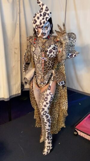 Loris Instagram - Every season is spooky season. 👻 🦓 🐆 🐍 
Animal armor, cape & fascinator by @gummibaerlatex 
Hair and makeup by me! 🖤
#loris #lorislatex #dragula #dragrace #throwback #reels #explorepage