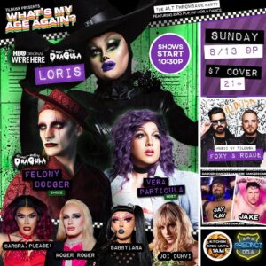 Loris Instagram - What ya doing Sunday night? 
🖤EᗰO N𝖎ɢⓗㄒ in DTLA🤘🏽

Ŵ𝔥ⓐ丅’𝐬 M𝐘 𝔸Ǥ𝐄 ÃG𝔸i𝐧 ? 
8.13.23 9p-2a @precinctdtla
$7 cover  21 

Put your Vans 🏁 on, smudge that eye liner 🖊️, and sing your heart out to the best alt anthems of the 2000s 🗣️

🎸🎩🤍🧷❌💀🔗🖤🤘🏽
Drag show starts at 10:30p

🎤𝓟𝕖r𝔽σℝmє𝓻s
@lorislatex - #werehere #dragula 
@barbra.please
@rogerroger.ai
@sabbyiana - #dqoy 
@joiduhvi

❤️‍🔥 𝕯𝕒𝓃𝕔eʀ𝕤
@peanutbutterandjamlet
@jakethesnaaake

💿 𝓜ⓤ𝓈𝐢𝔠 
@tildusk 
(@r__cade & @foxythedj)

🎩 Hⓞ𝘀𝔱s
@felonydodger - #dragula 
@veraparticula 

🏬℣ⅇπⅆΩ℞
@scattervintage

So long and goodnight…until 8.13.23

📸Photos by: @fagsabboth

#tilduskpresents #poppunk #whatsmyageagain #emonight #emonite #emoscene #emoparty #emoevent #bouletbrothersdragula #emolife #millenial #genz