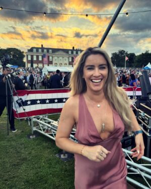 Lucie Jones Instagram - Lots of you have asked about this long necklace- it’s made by @lonewolvescreative and I’m OBSESSED! I have 2 and I love love love them. Give the account a follow for new pieces… they’re all individual and so gorgeous. The American Ambassador liked it…so it’s a winner! You’re welcome! ♥️