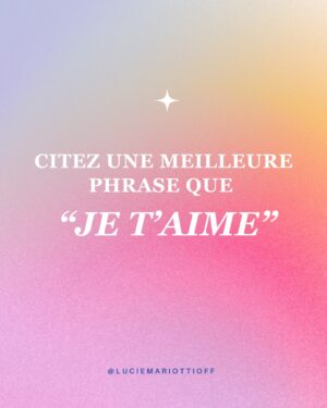 Lucie Mariotti Instagram - “J’aime t’aimer”

C’est comme ça que je dis mes plus beaux “Je t’aime” à mon amoureux. ❤️‍

Et je me souviens que la première fois que je lui ai dit, il avait les larmes aux yeux. 🥹

“Je t’aime” est une phrase magnifique, mais parfois je me sens frustrée, comme si ça n’était pas assez, comme si ça ne voulait pas tout dire. 💁

Cette phrase m’est venue spontanément. Je le regardais, et je me suis dit “j’aime cet homme, et j’aime aimer cet homme”. 🤗
Et pour vous, que dites-vous pour exprimer votre amour différemment ? ❣️

#couple #celibataire #developpementpersonnel #développementpersonnel #estimedesoi #lovecoaching #rupture #travailsursoi #ruptureamoureuse #relationamoureuse #relationdecouple #estime #jemaime #coeurbrise #jetaime