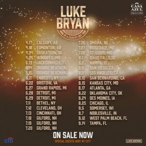 Luke Bryan Instagram - #MindOfACountryBoyTour starts back up this week in Jacksonville! Y’all ready?