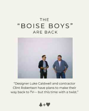 Luke Caldwell Instagram - The “Boise Boys” are back, and we’ve got something HUGE in the works! 🥳

While you will be catching us on a NEW and FREE TV channel in 2025, we are getting back to what we love—filming incredible home transformations and having a blast along the way. We are ready to bring you the best season yet, filled with stunning designs, huge transformations, and all the fun times you’ve come to expect from us. We’re gearing up for our biggest and best season yet, and we can’t wait to share it with you. More news to come!

Stay tuned for all the details—head to the Boise Boys link in our bio to read about our exciting comeback in The Idaho Press!

@genuineclint @timberandlove @lukehenrycaldwell

#BoiseBoys #WeAreBack #HomeMakeover #TimberAndLove #IdahoHome #BoiseHomes