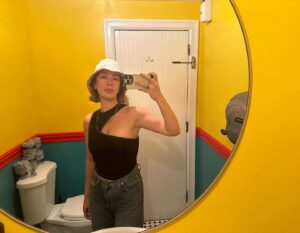 Madeleine Humphries Instagram - Grungy Bathroom OOTDs in the big city