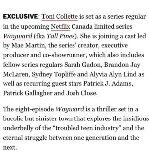 Mae Martin Instagram - Oh. My. God. All hail the Queen. Can’t wait, @toni_collette_official 😍, counting my blessings.