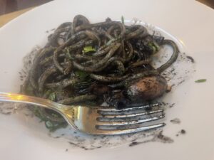 Maggie Beer Instagram - The simplest of dishes always shine. 
This cuttlefish pasta was at a local neighbourhood restaurant. A short walk away from the throng and full of locals we knew it was going to be just a wonderful experience. 

#makeitamaggiemoment #maggiebeer #rome #italy