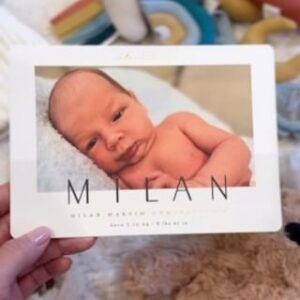 Maksim Chmerkovskiy Instagram - The sweetest birth announcement 🥹🩵

Thank you @minted for helping us cherish this moment forever ♾️ 

Use code PETA and enjoy 20% off your baby and kids stationery at Minted.com