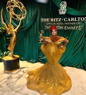 Malaysia Babydoll Foxx Instagram - I look like a Trophy 🏆 🤭 Thank you @rupaulsdragrace  @mtv for sharing your platform with someone like me. For so long I’ve always felt overlooked, under appreciated, misunderstood, and not good enough. You have lit a light in me and gave me purpose again. I’m forever grateful and humbled. To anyone reading this. Never stop Dreaming. Never stop believing in yourself. One day you will wake up and it will all be true! ❤️ Congratulations to my season 15 cast on Winning Our Emmy for Outstanding Reality Competition Program. Well deserved. 

Gown by @her_sun92 
Hair by @wigsbyhassoon 
Makeup by @foxxy_doll 

#emmys2024 #malaysiababydollfoxx #foxxydoll #rupaulsdragrace #rpdrseason15 #gown #dragqueen #drag #beauty #glamour #redcarpet