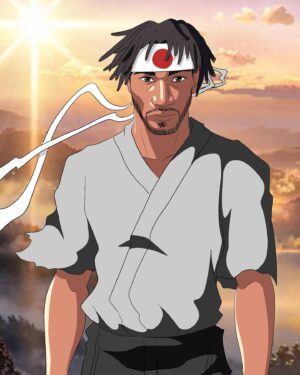 Mansour Barnaoui Instagram - Pour pratiquer les Arts Martiaux, vous devez vivre intensément, de tout votre coeur, sans réserve - comme si vous alliez mourir dans le prochain instant.
Taisen Deshimaru

Merci @manga_aart pour ce magnifique portrait #Afro-samuraï 
#fight #Samuraï #mma #fighter #elionparis #manga #animée #paint #kimono
