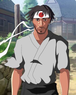 Mansour Barnaoui Instagram - Pour pratiquer les Arts Martiaux, vous devez vivre intensément, de tout votre coeur, sans réserve - comme si vous alliez mourir dans le prochain instant.
Taisen Deshimaru

Merci @manga_aart pour ce magnifique portrait #Afro-samuraï 
#fight #Samuraï #mma #fighter #elionparis #manga #animée #paint #kimono